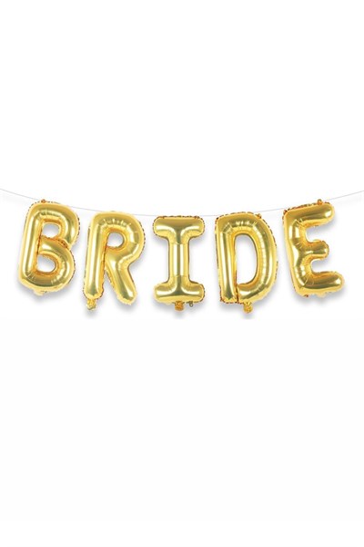 Bride Yazılı Folyo Balon Konsept Gold Renkli Altın Sarısı Bekarlığa Veda Partisi Büyük Balon