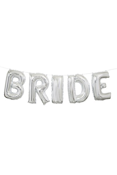 Bride Yazılı Folyo Balon Konsept Gümüş Renkli Gri Bekarlığa Veda Partisi Temalı Büyük Balon