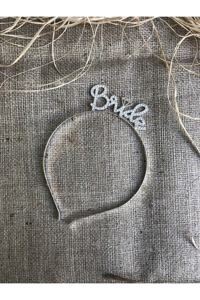 Bride Yazılı Taşlı Taç Parıldayan Taş Yapısı Gümüş Gri Renkli Bekarlığa Veda Partisi Konsept