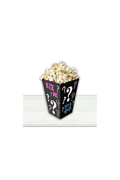 Cinsiyet Belirleme Partisi Mısır Kutusu 8li Kız Mı Erkek Mi Karton Cips Kutusu 8 Adet Pop Corn