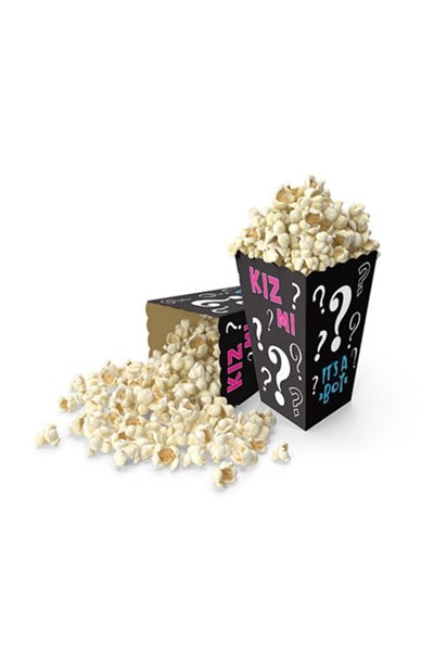 Cinsiyet Belirleme Partisi Mısır Kutusu 8li Kız Mı Erkek Mi Karton Cips Kutusu 8 Adet Pop Corn