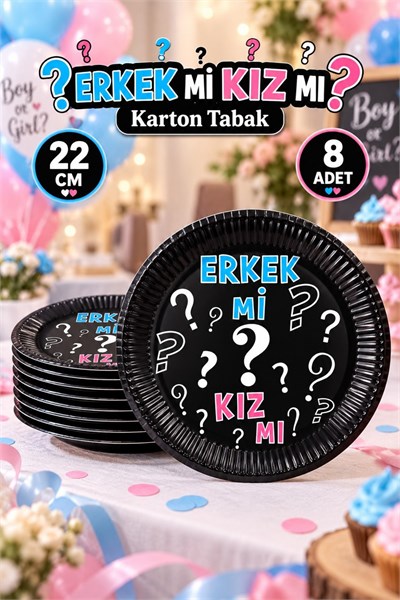 Cinsiyet Belirleme Partisi Tabak 8 Adet Kız Mı Erkek Mi Boy Or Girl Gender Reveal Konsepti 23 Cm