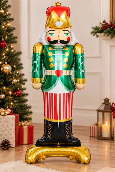 Dev Yeşil Kurşun Asker Folyo Balon 120x58 Cm Yılbaşı Balonu Fındıkkıran Nutcracker Şekilli Dekor Süs
