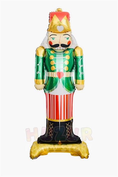 Dev Yeşil Kurşun Asker Folyo Balon 120x58 Cm Yılbaşı Balonu Fındıkkıran Nutcracker Şekilli Dekor Süs