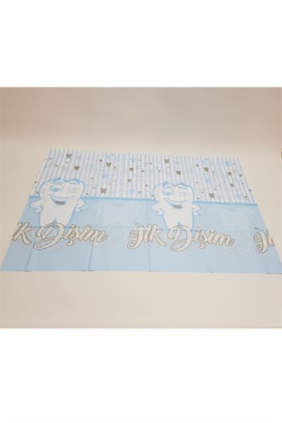 Diş Buğdayı Temalı Mavi İlk Dişim Konsepti Dişim Çıktı 120x180 cm Lisanslı Plastik Masa Örtüsü