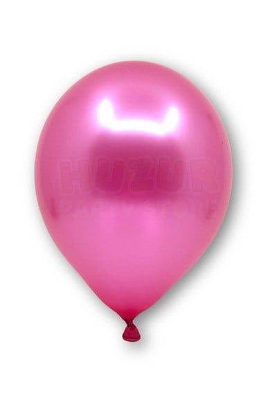 Fuşya Konfetili Şeffaf Ve Fuşya Metalik Balon Seti 20 Adet 30 Cm Içi Gözüken Koyu Pembe Pullu Balon