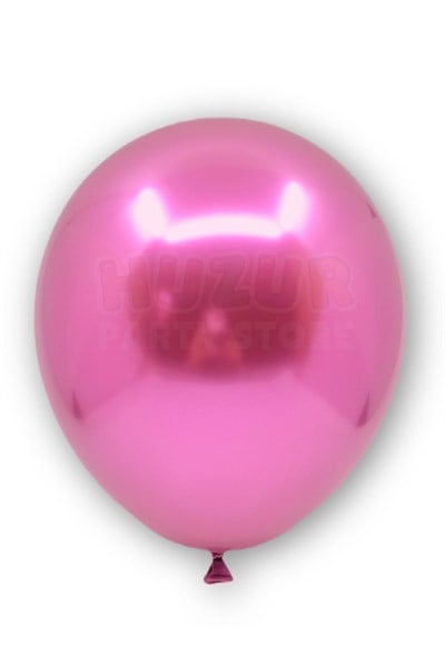 Fuşya Renkli Krom Balon 10 Adet 30 Cm Koyu Pembe Inanılmaz Parlak Rengi Canlı Doğum Günü Partisi
