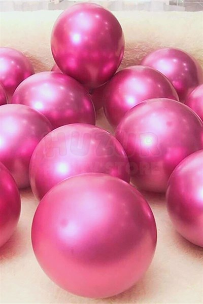 Fuşya Renkli Krom Balon 10 Adet 30 Cm Koyu Pembe Inanılmaz Parlak Rengi Canlı Doğum Günü Partisi