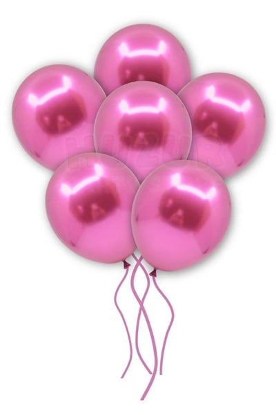 Fuşya Renkli Krom Balon 10 Adet 30 Cm Koyu Pembe Inanılmaz Parlak Rengi Canlı Doğum Günü Partisi