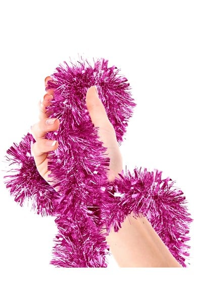 Fuşya Yılbaşı Garland Doğum Günü Simi Çam Ağacı Süsü Koyu Pembe 200x7 Cm Asılan Boyna Takılan Sim