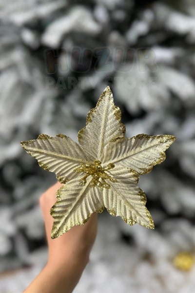 Gold Ata Çiçeği 15 Cm Yapay Çiçek Yılbaşı Çam Ağacı Yeni Yıl Dekoru Tepecik Tohumları Altın Sarısı