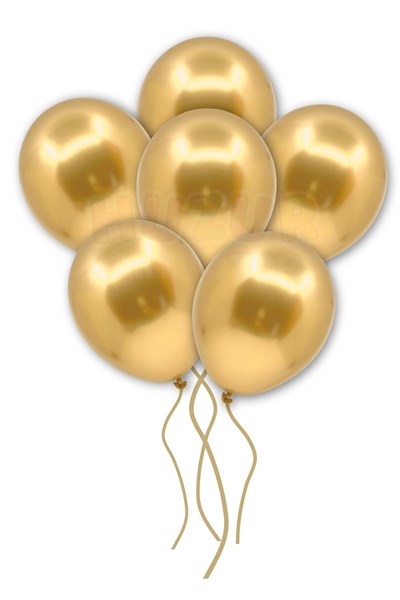 Gold Konfetili Şeffaf Ve Gold Krom Balon Seti 20 Adet 30 Cm Içi Gözüken Altın Sarısı Balon Pulu