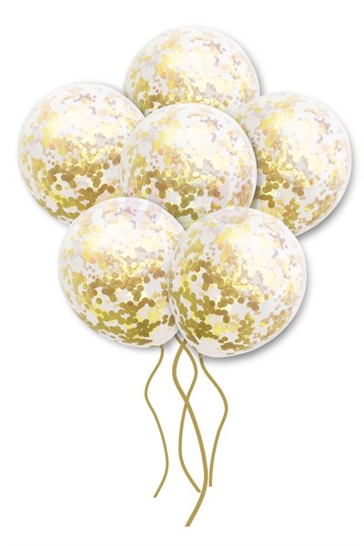 Gold Konfetili Şeffaf Ve Gold Krom Balon Seti 20 Adet 30 Cm Içi Gözüken Altın Sarısı Balon Pulu
