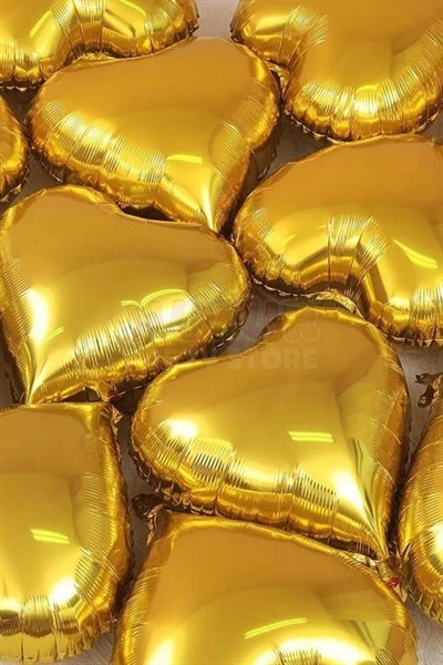 Gold Renk Kalp Folyo Balon 45 Cm 18 inç Helyuma Uyumlu Altın Sarısı Konsept Parti Doğum Günü Balonu