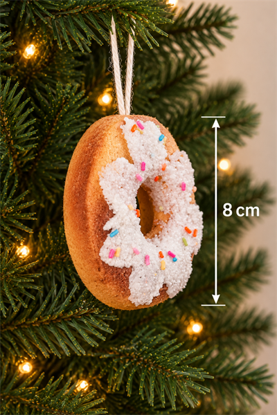 Granül Serpiştirilmiş Donut Yılbaşı Ağacı Süsü 8 Cm Renkli Parıltılı Yeni Yıl Strafor Çam Ağaç Süsü