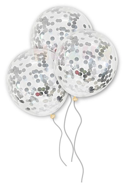 Gümüş Konfetili Şeffaf Balon 10 Adet 30 Cm Içi Gözüken Pullu Balon Gri Balon Pulu Renksiz Balon