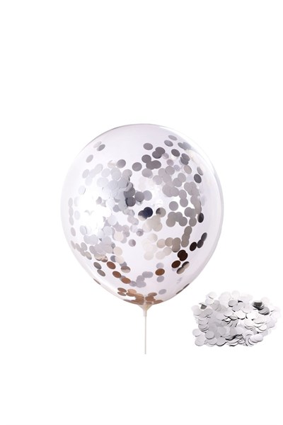 Gümüş Konfetili Şeffaf Balon 10 Adet 30 Cm Içi Gözüken Pullu Balon Gri Balon Pulu Renksiz Balon