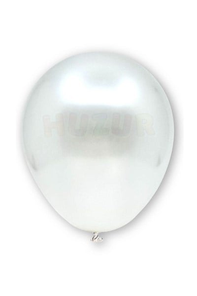 Gümüş Konfetili Şeffaf Ve Beyaz Metalik Balon Seti 20 Adet 30 Cm Içi Gözüken Gri Pullu Balon Pulu