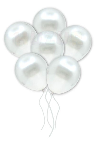 Gümüş Konfetili Şeffaf Ve Beyaz Metalik Balon Seti 20 Adet 30 Cm Içi Gözüken Gri Pullu Balon Pulu