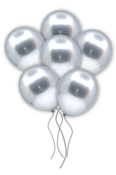 Gümüş Renkli Krom Balon 10 Adet 30 Cm Gri Silver Inanılmaz Parlak Rengi Canlı Doğum Günü Partisi