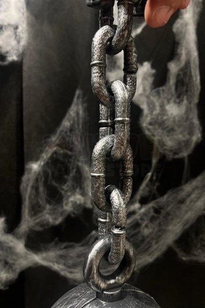 Halloween Gülle Kelepçe Cadılar Bayramı Partisi Pranga Dekoru Plastik 55 Cm Zincirli Eskitme Gümüş