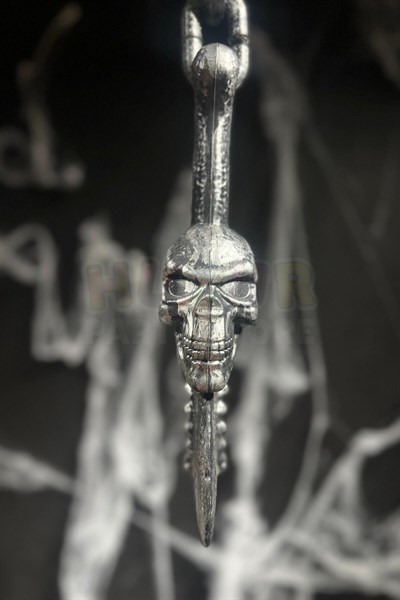 Halloween Kancalı Orak Kelepçe Cadılar Bayramı Partisi Pranga Dekoru 80 Cm Zincirli Eskitme Gümüş