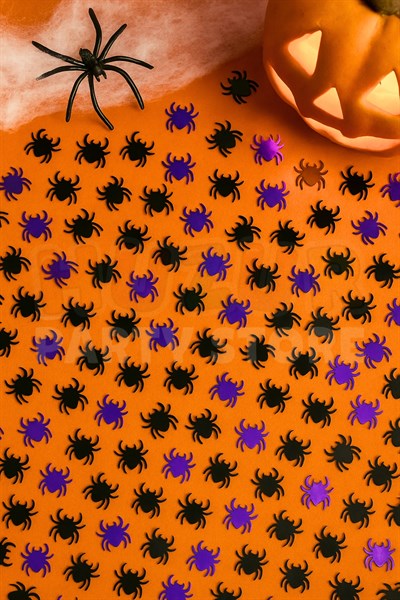 Halloween Örümcek Serpiştirmelik Masa Konfeti Cadılar Bayramı Partisi 1.5 cm 125 Adet Parlak Plastik