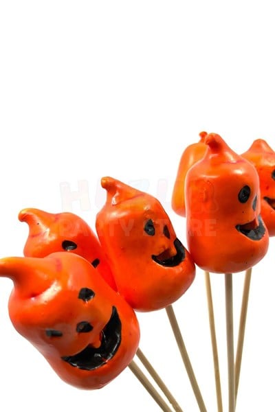Halloween Stick Strafor Kabaklar 6 Adet 30 Cm Cadılar Bayramı Aranjman Konsept Sunum Dekor Süs