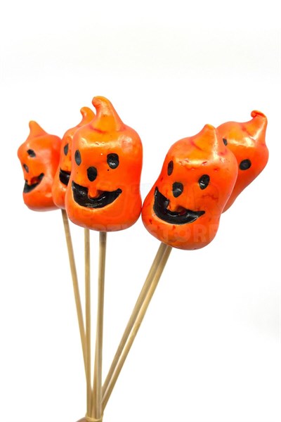 Halloween Stick Strafor Kabaklar 6 Adet 30 Cm Cadılar Bayramı Aranjman Konsept Sunum Dekor Süs