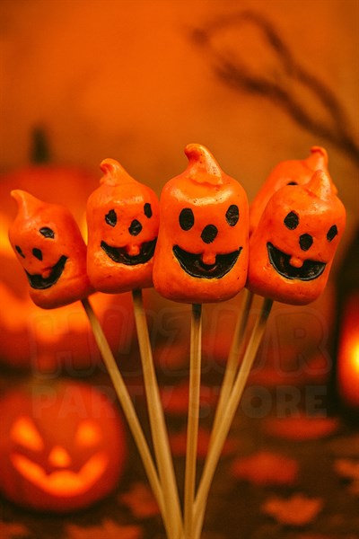 Halloween Stick Strafor Kabaklar 6 Adet 30 Cm Cadılar Bayramı Aranjman Konsept Sunum Dekor Süs