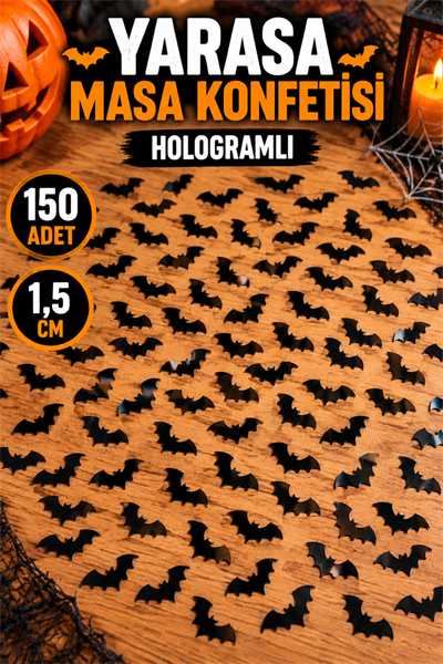 Halloween Yarasa Serpiştirmelik Masa Konfeti Cadılar Bayramı Partisi 1.5 cm 150 Adet Parlak Plastik