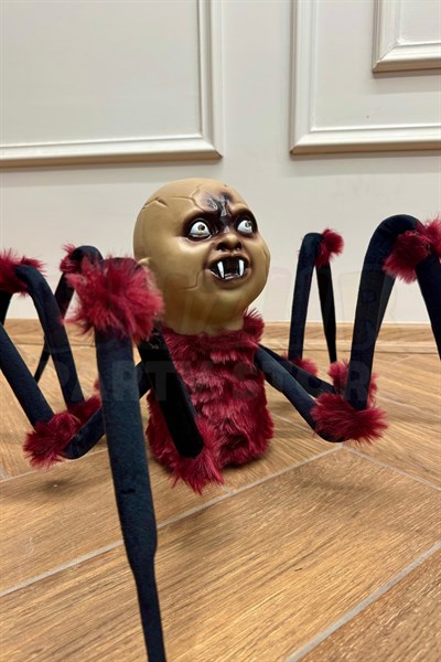 Hareket Eden Sesli Işıklı Örümcek Bebek 70 Cm Pilli Tüylü Halloween Cadılar Bayramı Sese Duyarlı