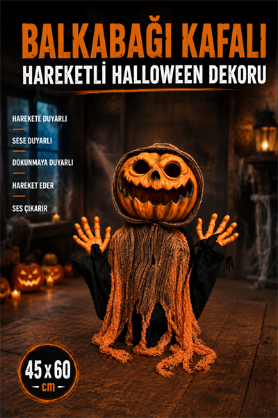Hareketli Sesli Işıklı 3 Fonksiyonlu Yarım Vücut 45x60 Cm Halloween Partisi Cadılar Bayramı Dekor