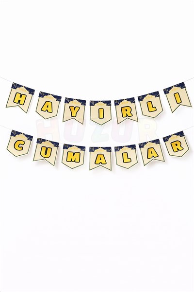 Hayırlı Cumalar Yazılı Asmalı Banner 200 Cm Cumanız Mübarek Olsun İslami Dini Süs Ramazan Cuma Dekor