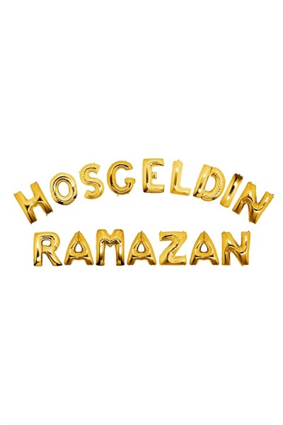 Hoşgeldin Ramazan Yazılı Gold Renkli Folyo Balon Altın Sarısı Renginde Bayram Temalı Dini Süsü