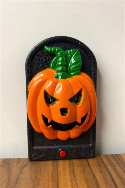 Işıklı Sesli Kabak Şekilli Aniden Örümcek Çıkan Kapı Zili 19x11 cm Halloween Cadılar Bayramı Dekor