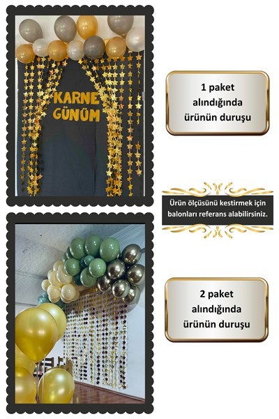 Işıltılı Yıldızlı Ramazan Bayramı Gold Arka Fon Kendinden Yapışkanlı Altın Sarısı Yıldız Duvar Perde
