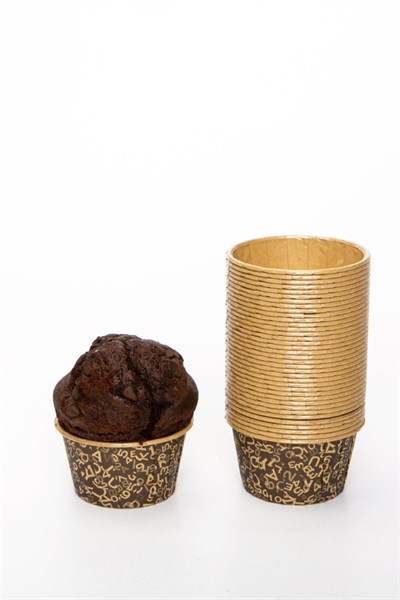Kahverengi 50li Kek Kalıbı Harf Rakam Baskılı Fırında Dağılmayan 7x3.5 cm Muffin Cupcake Kapsülü