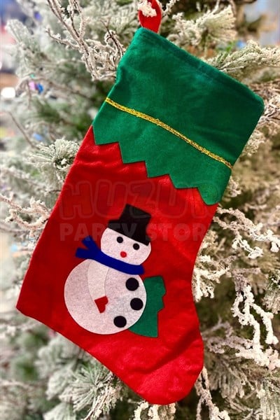 Kardan Adam Yılbaşı Çorap 25x35 Cm Kırmızı Yeşil Renkli Yeni Yıl Çam Ağacı Asmalık Asılan Dekor Süs