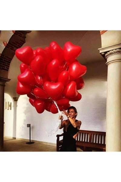 Kırmızı Kalpli Balon 10 Adet 12 Inç 30 Cm Parti Konsept Düğün Nişan Nikah Sevgili Doğum Günü Balonu