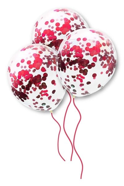 Kırmızı Konfetili Şeffaf Balon 10 Adet 30 Cm Içi Gözüken Pullu Balon Balon Pulu Renksiz Balon Parti