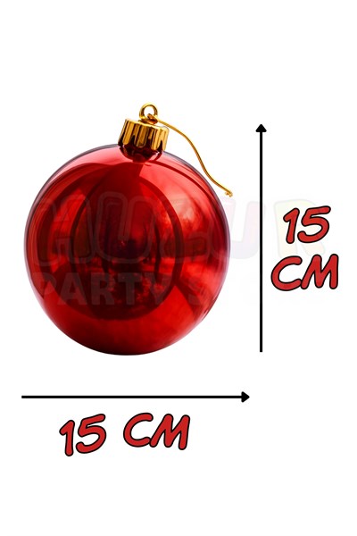 Kırmızı Renkli 15 Cm Cici Top Büyük Parlak Yeni Yıl Dekoru Ipli Asılabilen Yılbaşı Çam Ağacı Süsü
