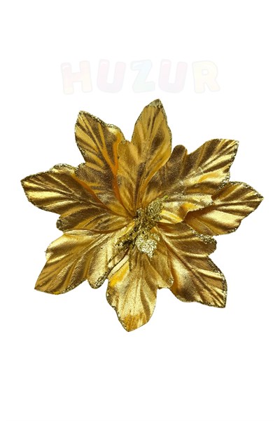 Krom Efektli Gold Ata Çiçeği 22 Cm Parlak Görünümlü Simli Yılbaşı Çam Ağacı Yeni Yıl Yapay Çiçek
