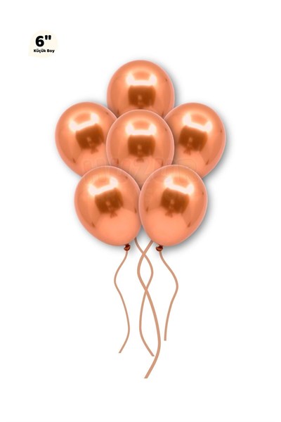 Küçük Mini Boy Bakır Renkli Krom Balon 10 Adet 6 Inç 15 Cm Çok Parlak Aynalı Doğum Günü Parti Balonu