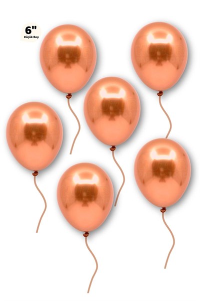 Küçük Mini Boy Bakır Renkli Krom Balon 10 Adet 6 Inç 15 Cm Çok Parlak Aynalı Doğum Günü Parti Balonu