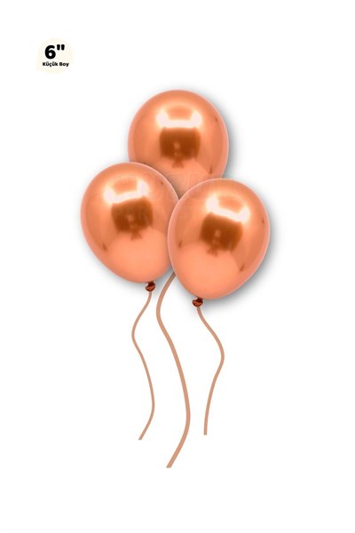 Küçük Mini Boy Bakır Renkli Krom Balon 10 Adet 6 Inç 15 Cm Çok Parlak Aynalı Doğum Günü Parti Balonu