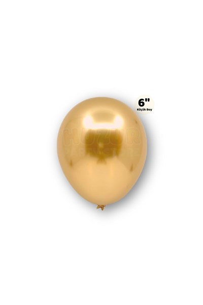 Küçük Mini Boy Gold Renkli Krom Balon 10 Adet 6 Inç 15 Cm Altın Sarısı Çok Parlak Doğum Günü Balonu