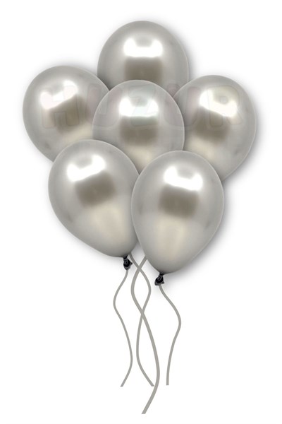 Küçük Mini Boy Gümüş Renkli Metalik Balon 10 Adet 6 Inç 15 Cm Gri Silver Konsept Doğum Günü Balonu