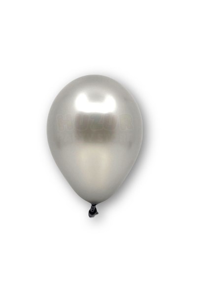 Küçük Mini Boy Gümüş Renkli Metalik Balon 10 Adet 6 Inç 15 Cm Gri Silver Konsept Doğum Günü Balonu