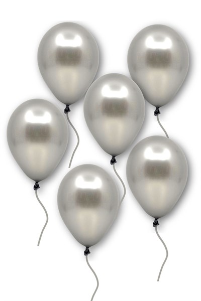 Küçük Mini Boy Gümüş Renkli Metalik Balon 10 Adet 6 Inç 15 Cm Gri Silver Konsept Doğum Günü Balonu